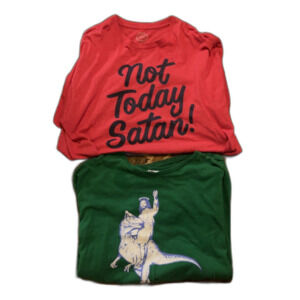 Jesus Christian Funny Shirt Lot of 2 Not Today & Jesus on Dino Mens Size XL